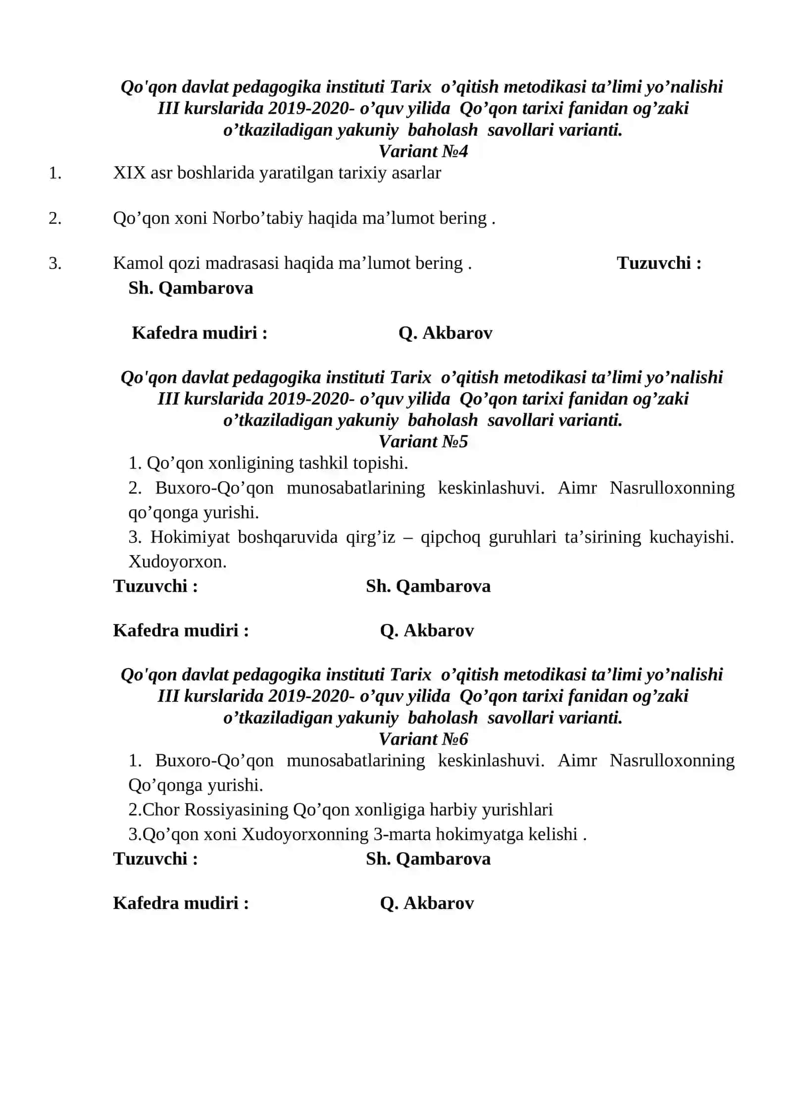 Qo'qon davlat pedagogika instituti Tarix o’qitish metodikasi 2