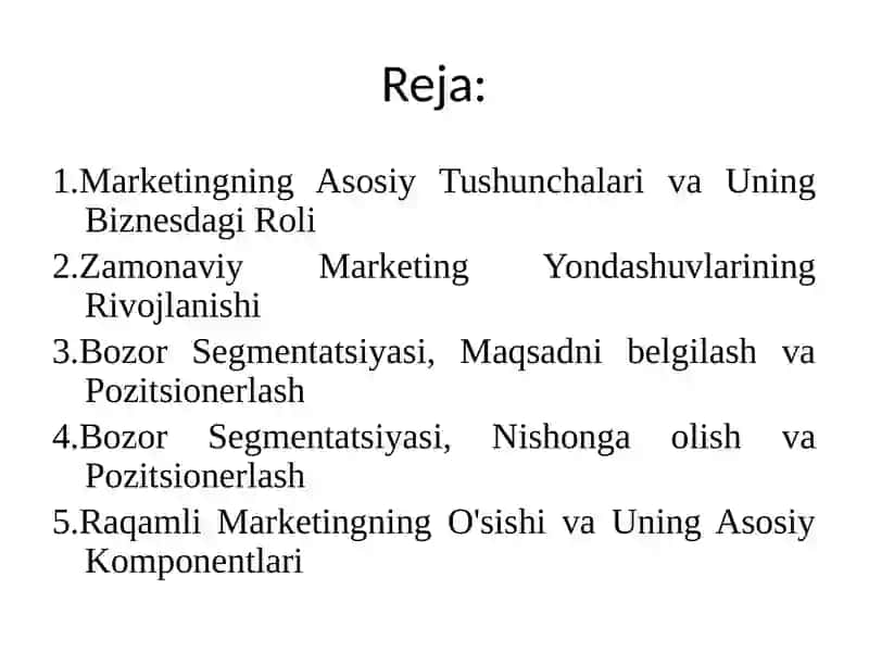 Zamonaviy Marketingning Asosiy Tushunchalari 2