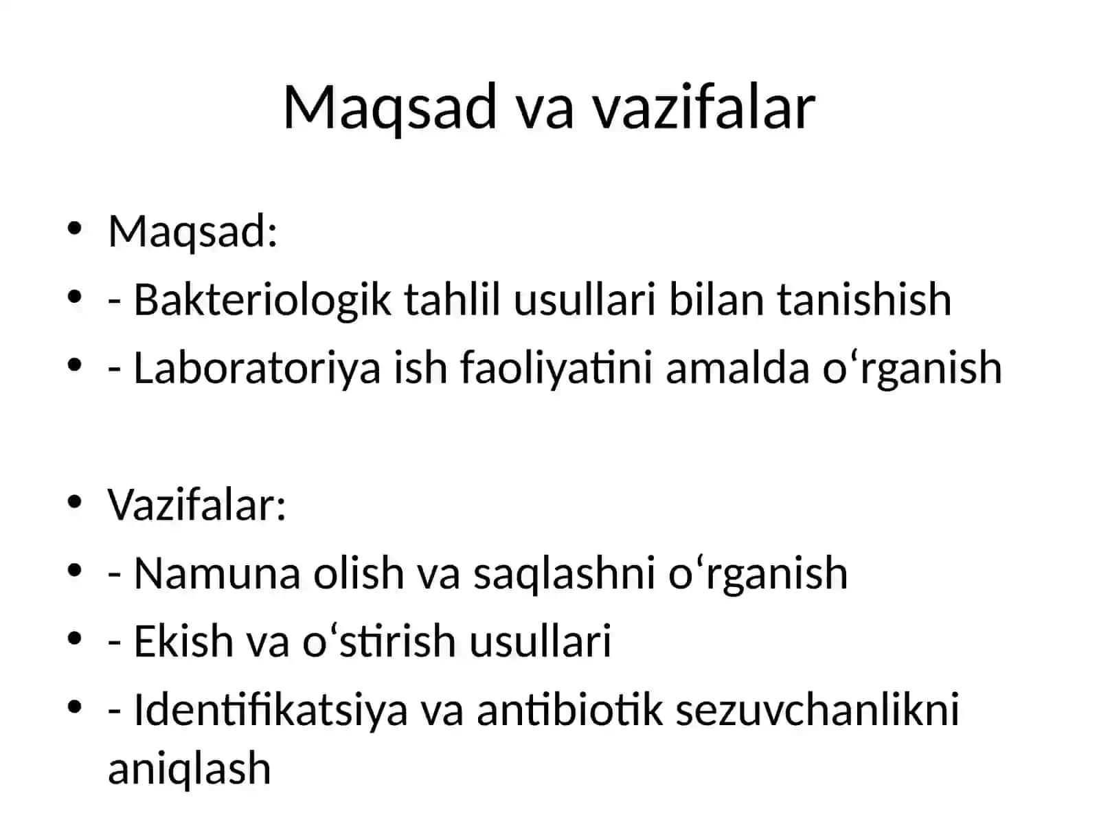 Bakteriologiya laboratoriyasida malakaviy amaliyot 2