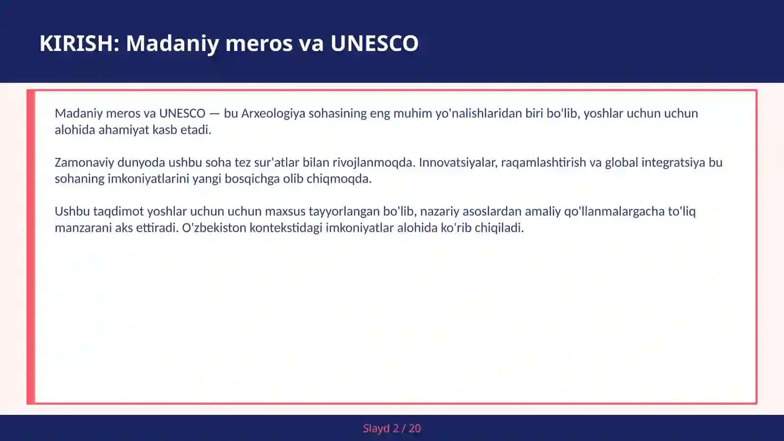 Madaniy meros va UNESCO 2