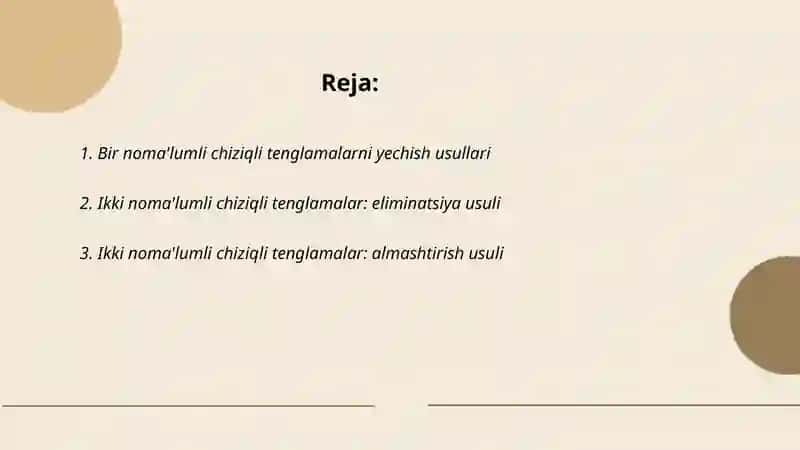 Tenglamalarni yechish usullari 2