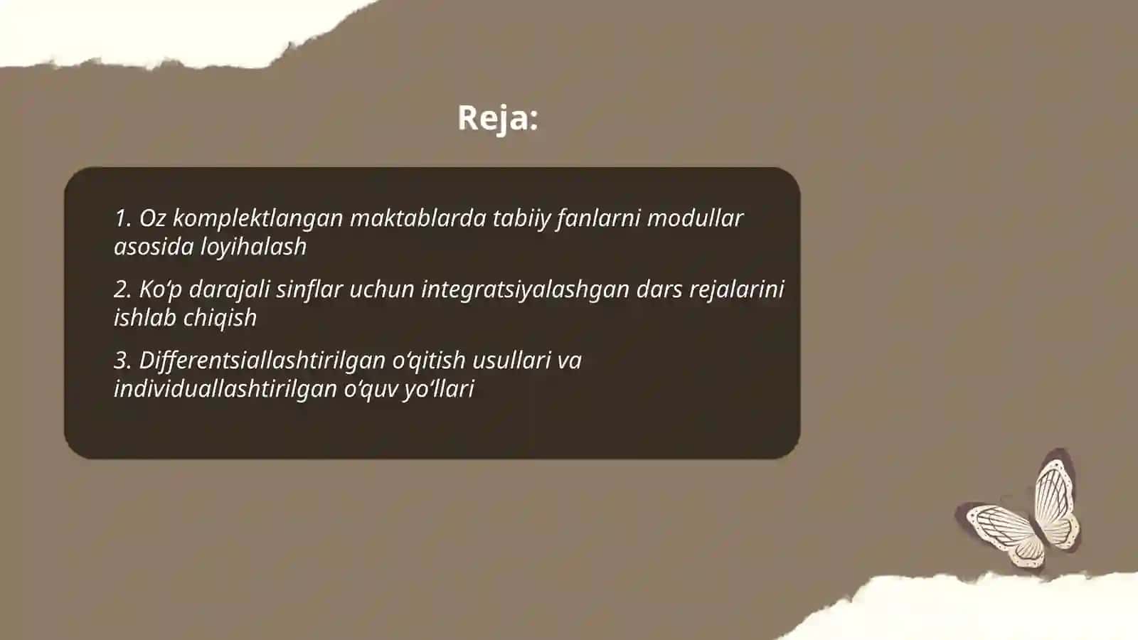 Oz komplektlangan maktablarda tabiiy fanlarni o‘qitishni loyihalash usullarini o‘rganish 2