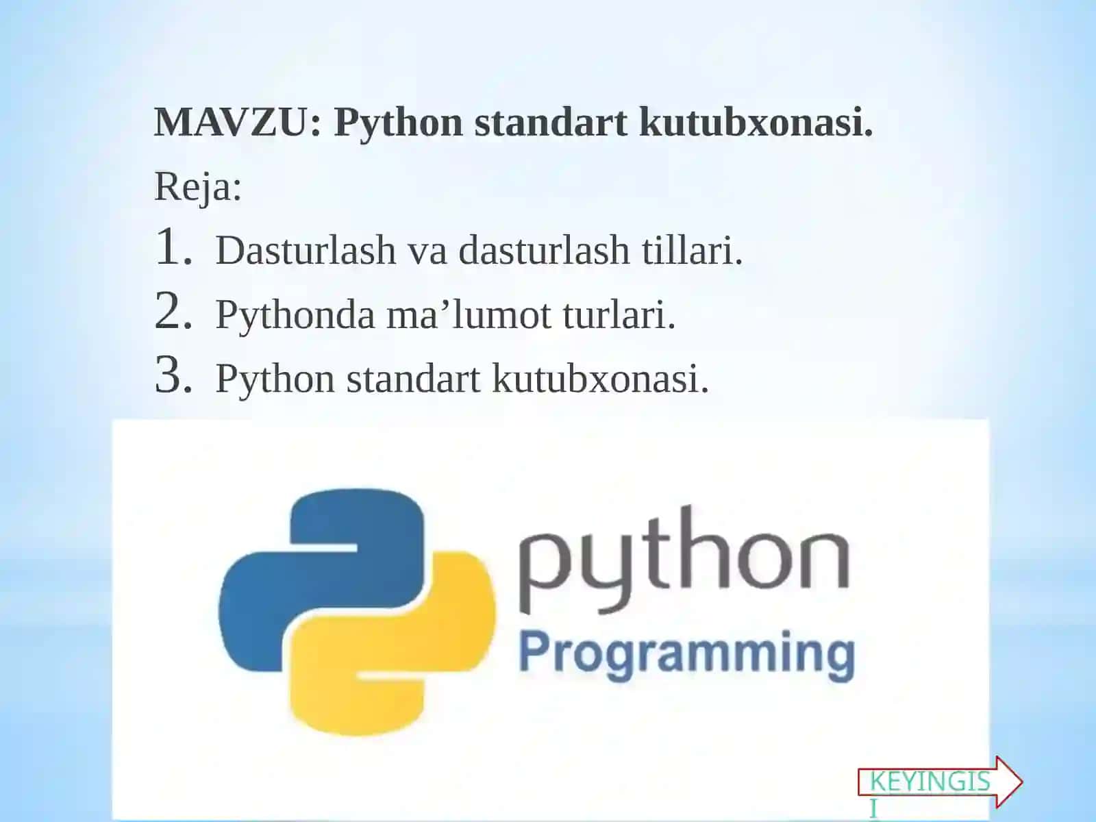 Python standart kutubxonasi 2