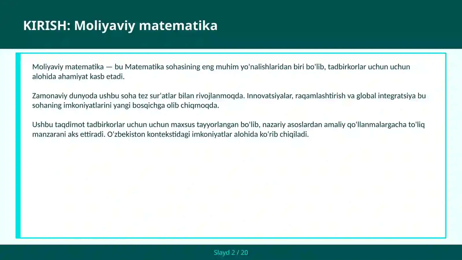 MOLIYAVIY MATEMATIKA 2