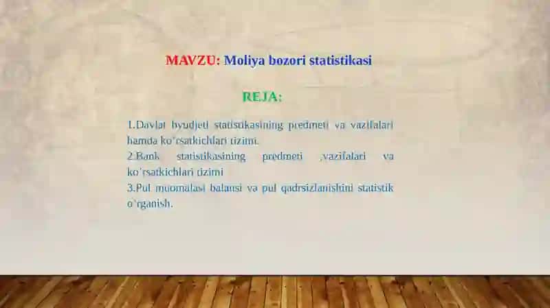 Moliya bozori statistikasi 2