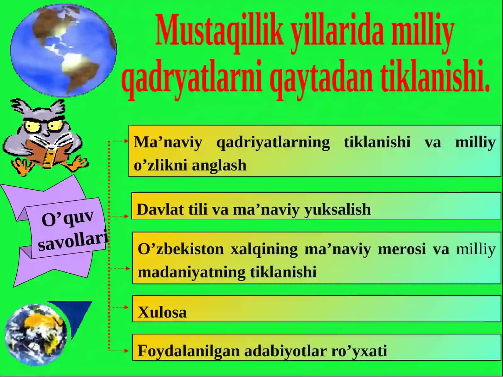 Ma’naviyqadriyatlarning Tiklanishi 2