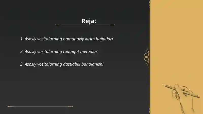 Asosiy vositalar kirim qilish hisobi 2