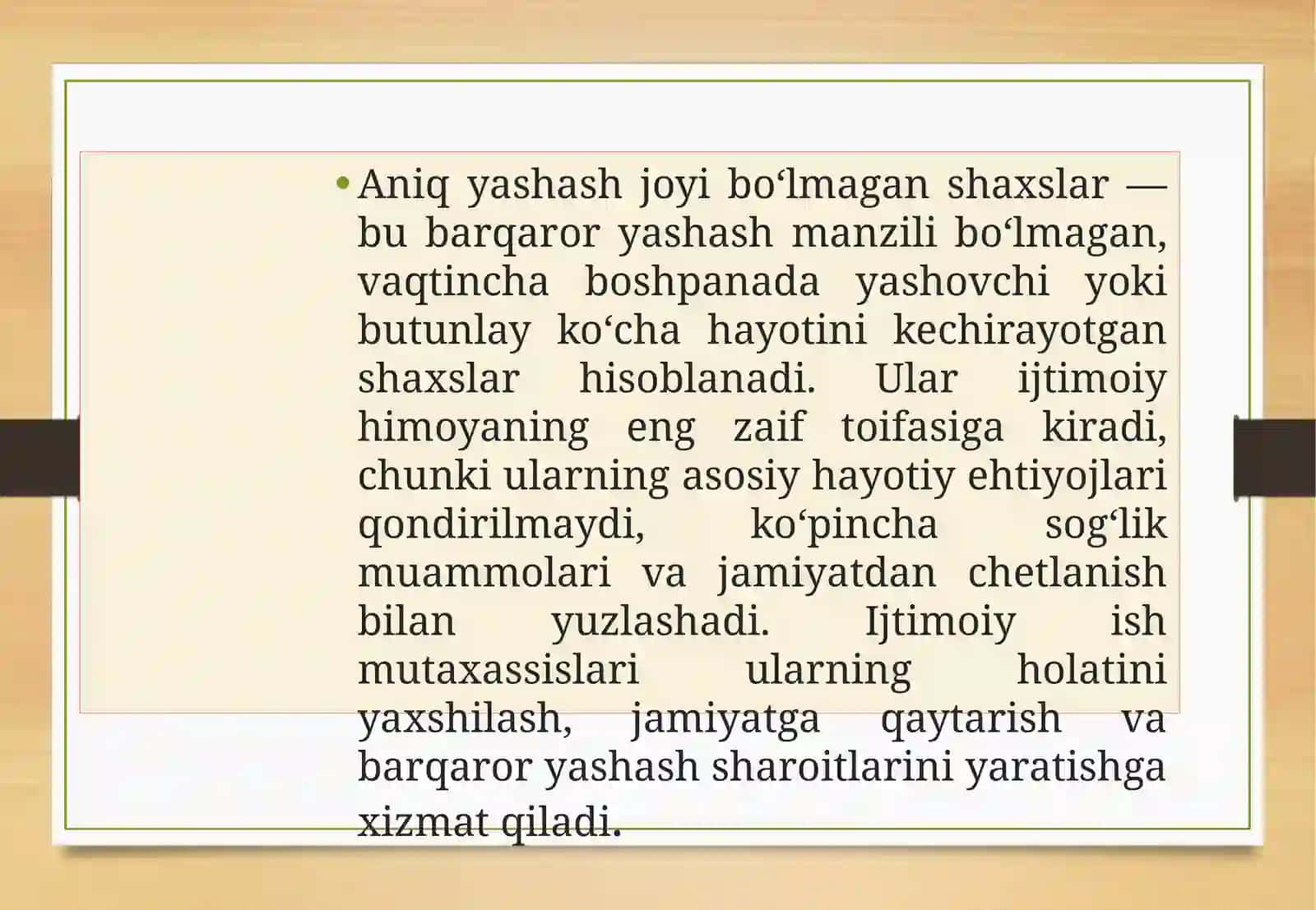 Aniqyashash joyi bo'lmagan shaxslar bilan ijtimoiy ish 2