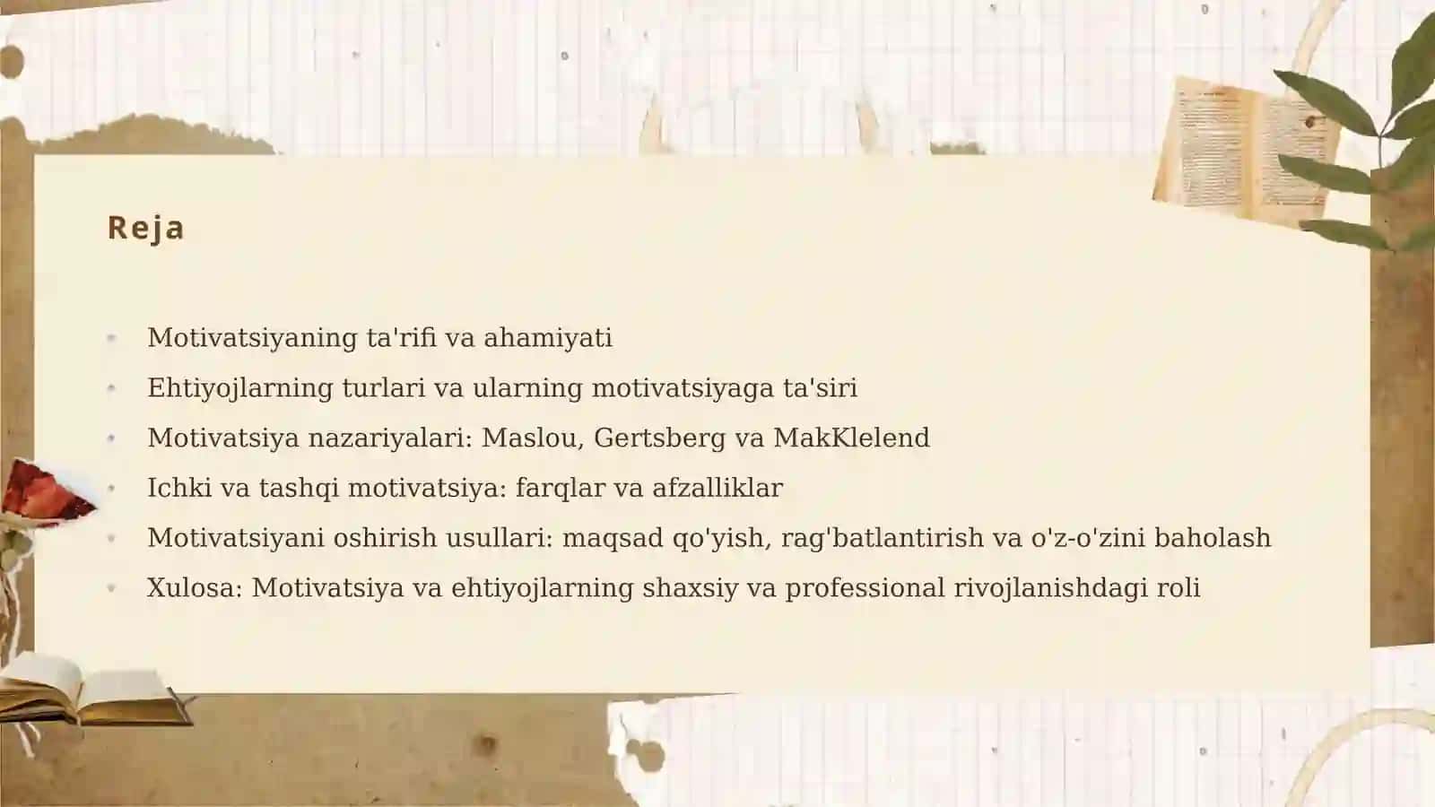 Motivatsiya va Ehtiyoj 2