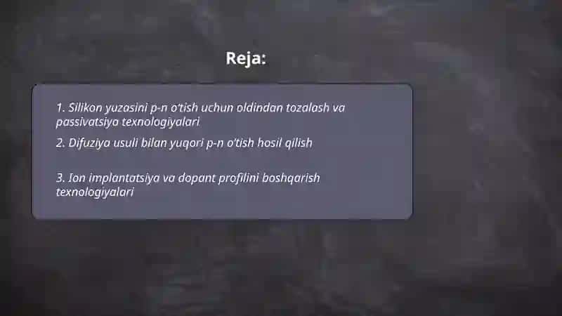 Yuqori pn o'tish olish texnologiyasi 2