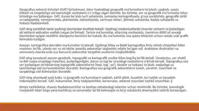 Geografiya axborot tizimlari (GAT) dasturi 2