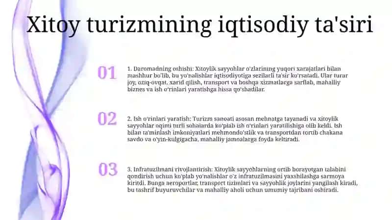Xitoy Davlati Turizmining Iqtisodiyotdagi O'Rni 2