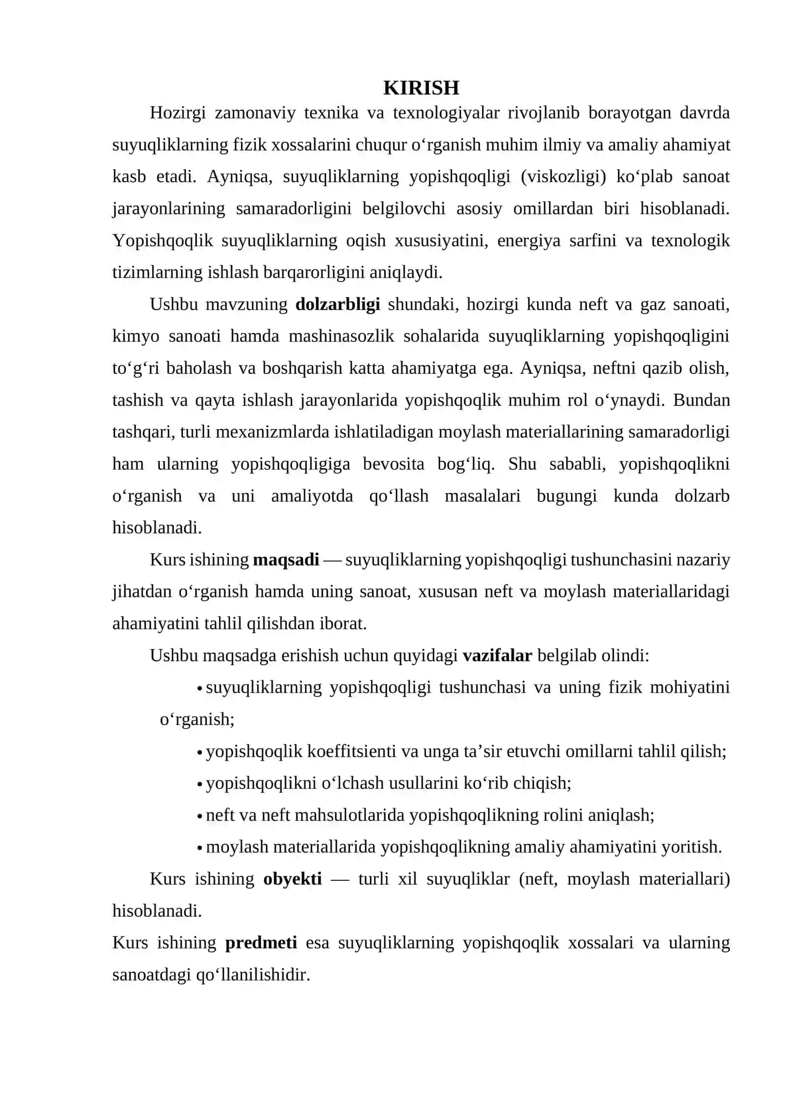 SUYUQLIKLARNING YOPISHQOQLIGI VA UNING SANOATDAGI AHAMIYATI (NEFT, MOYLASH MATERIALLARI) 2