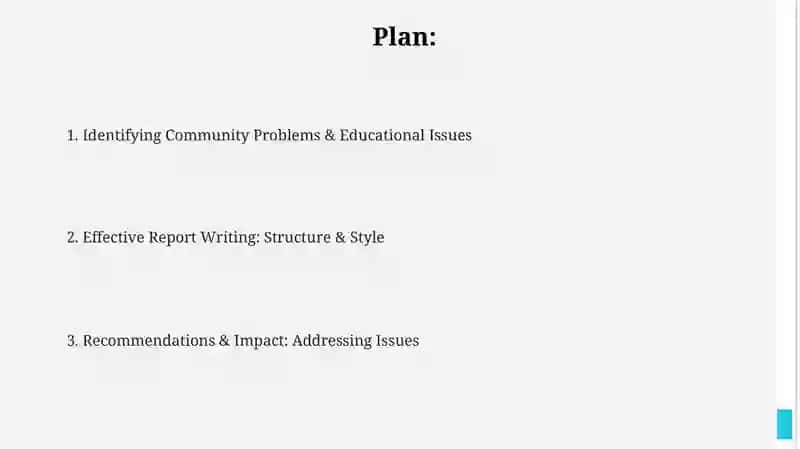 Report writing( community problems and educational issues) 2