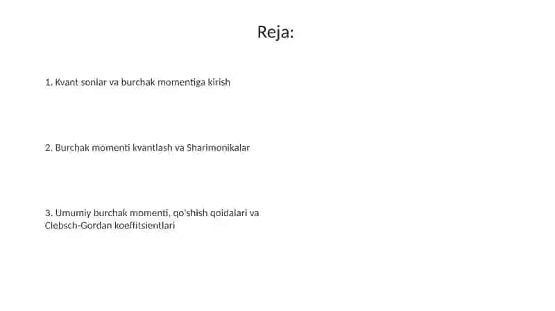 Kvant sonlari va harakat bogʻlanishning impulis momenti bilan fizik integratsiya 2