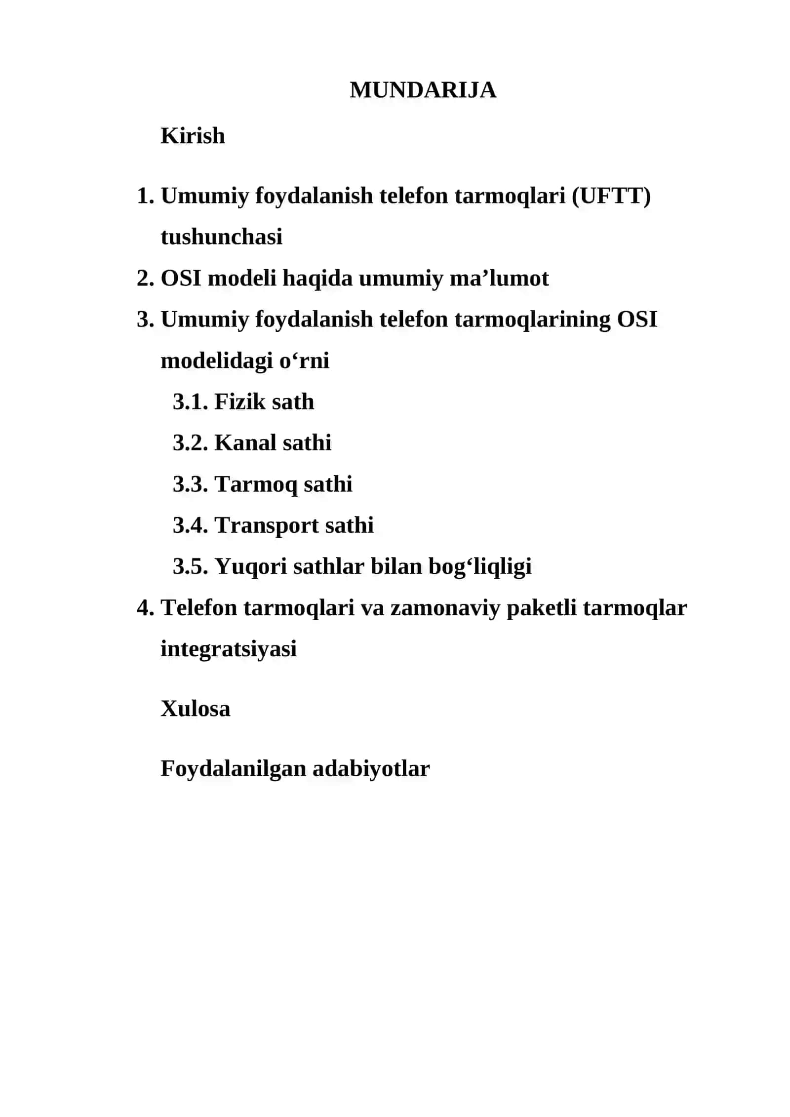 Umumiy foydalanish telefon tarmoqlarining OSI modelidagi o‘rni 2