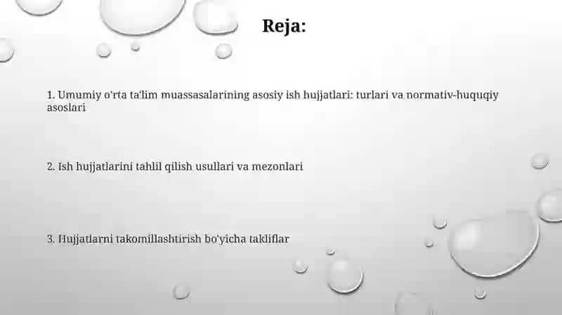 Umumiy oʻrta taʼlim muassalari ish hujjatlari bilan tanishish va tahlil qilish 2