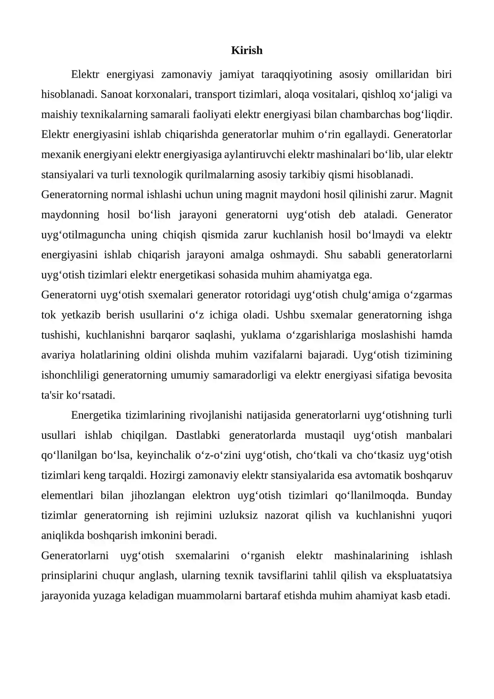 Generatorni uyg‘otish sxemalari 2