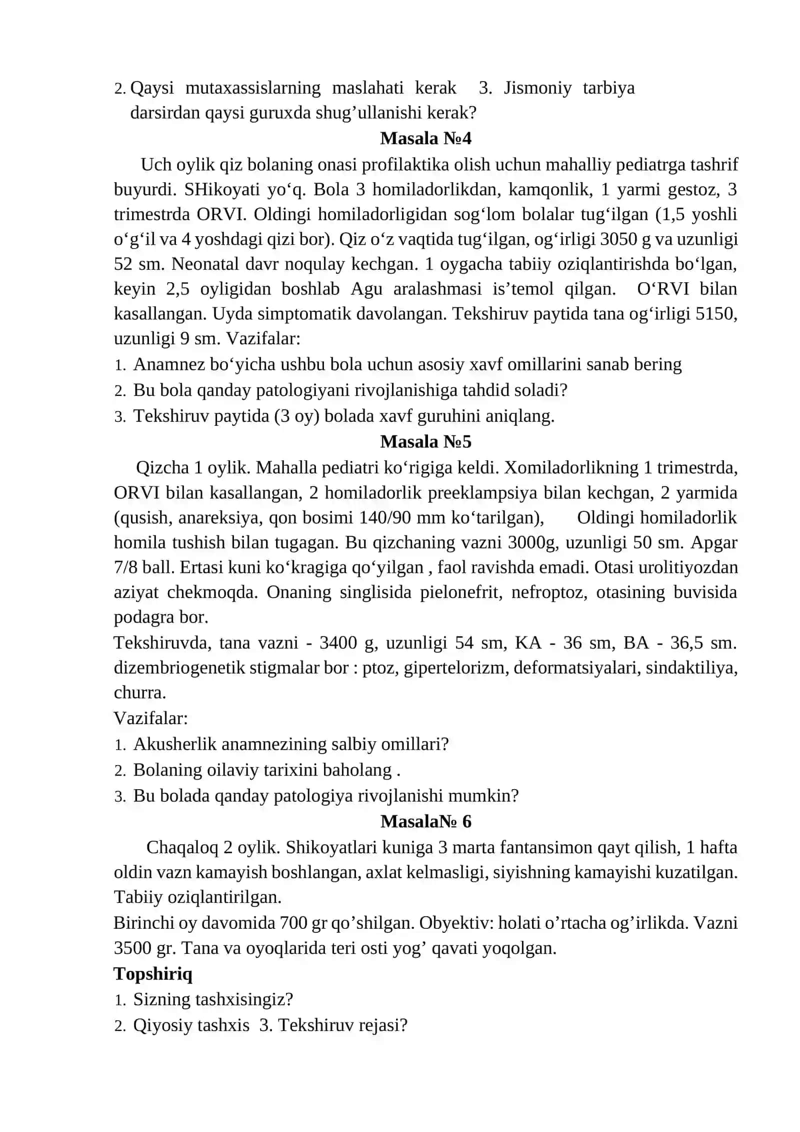 vaziyatli masala tibbiyot 2