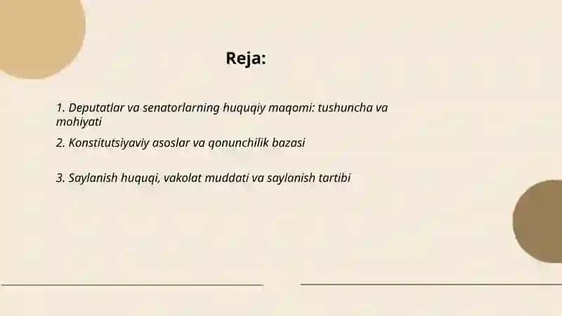 Deputatlar va senatorlarning huquqiy maqomi 2