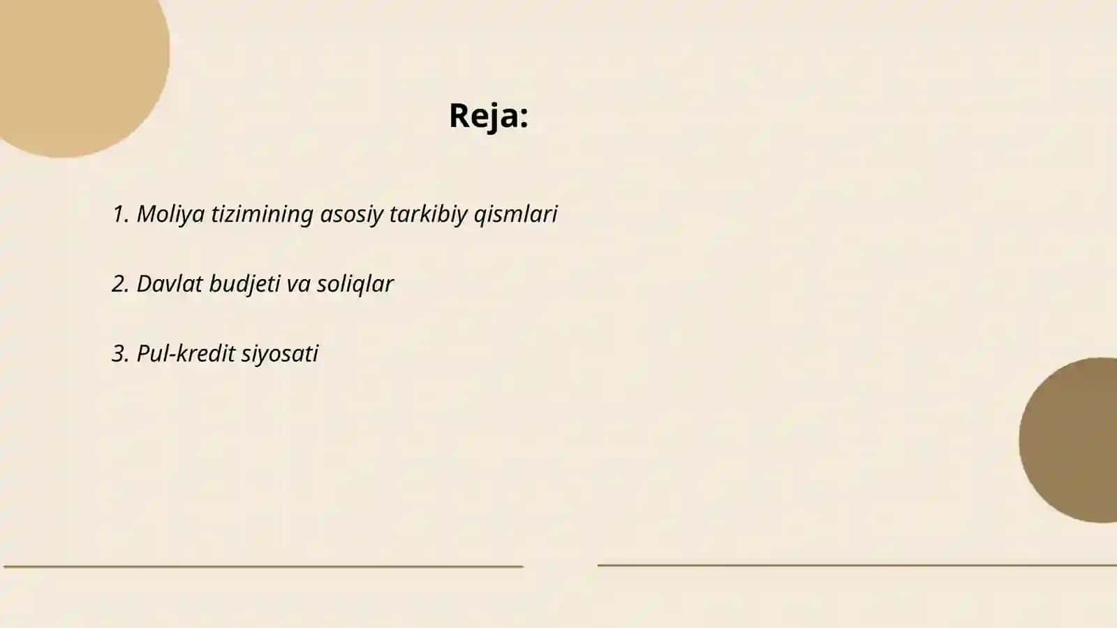 Moliya tizimi va moliyaviy siyosat 2