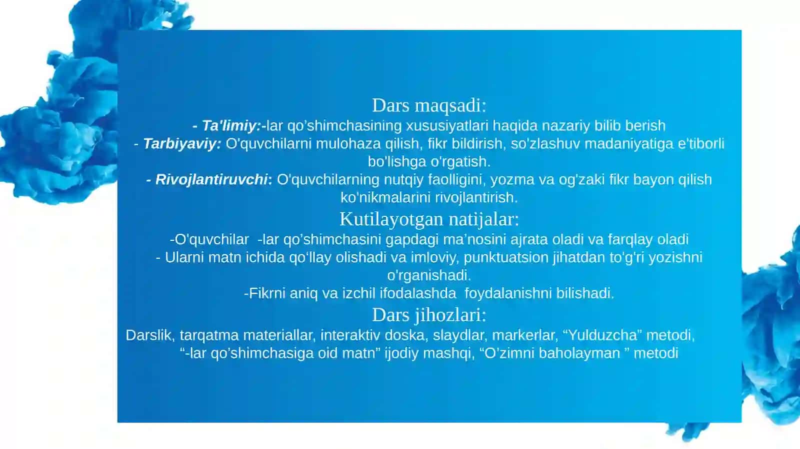 -lar qo’shimchasi xususiyatlari 2