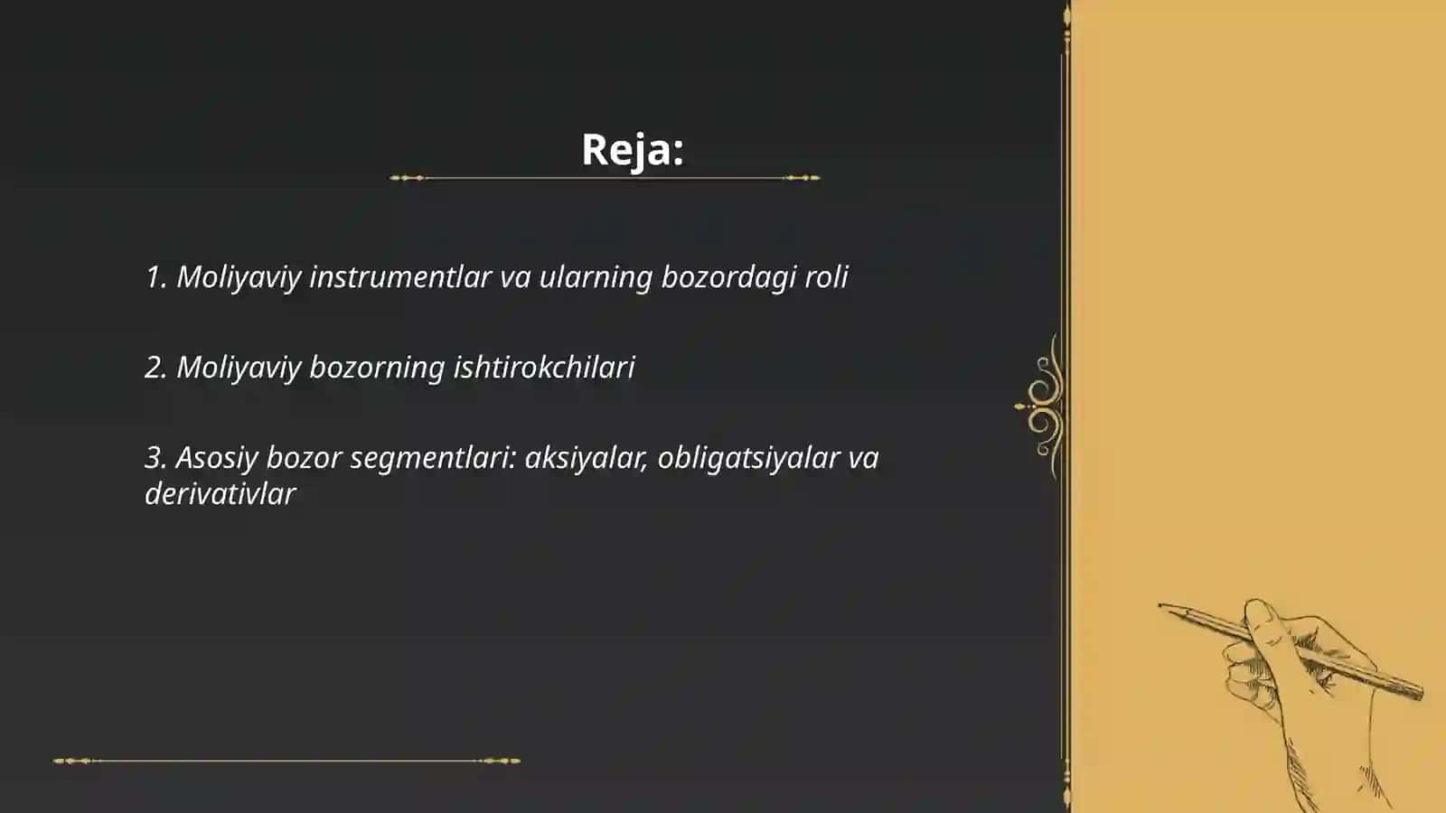 Moliya bozori tahlilining tashkiliy xususiyatlari 2