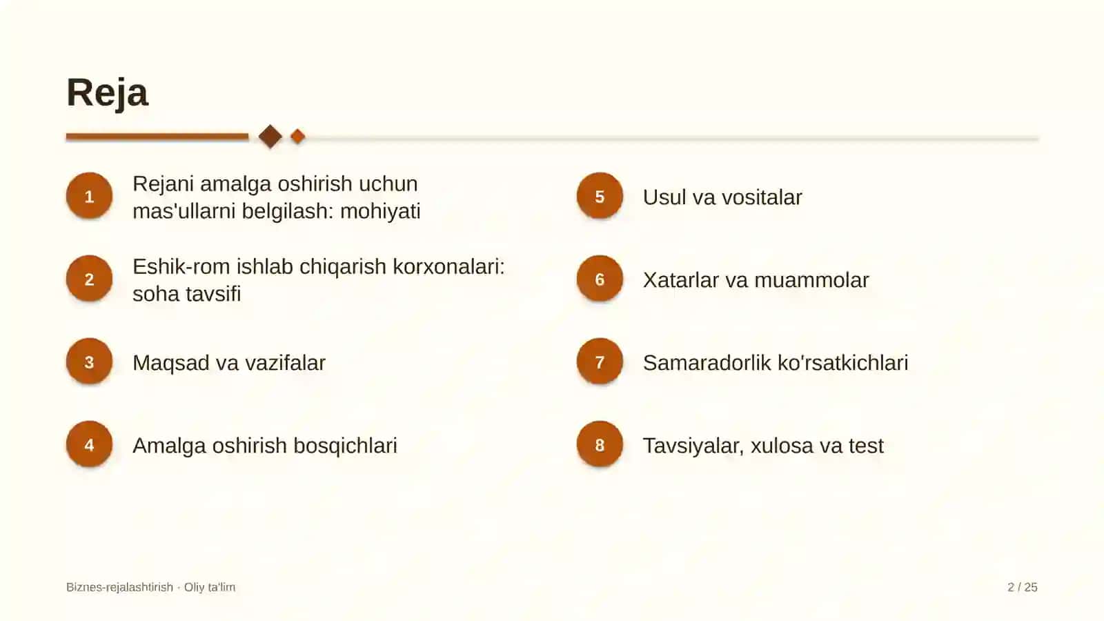 Eshik-rom ishlab chiqarish korxonalarida rejani amalga oshirish uchun mas'ullarni belgilash 2