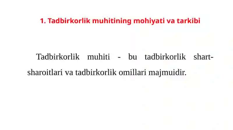 Tadbirkorlik Muhiti 2