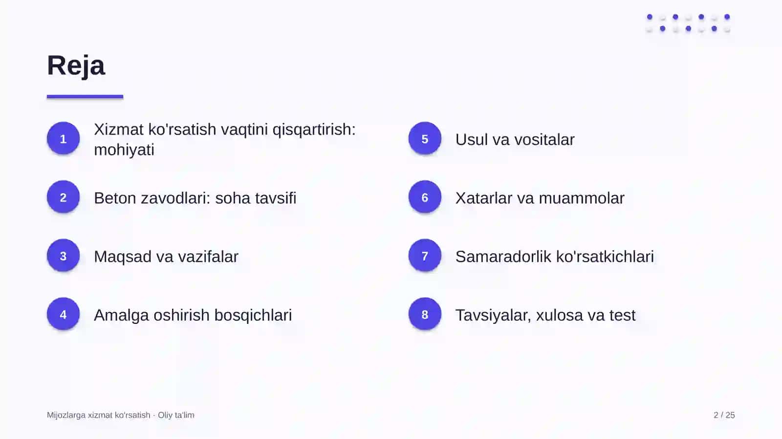 Beton zavodlarida xizmat ko'rsatish vaqtini qisqartirish 2