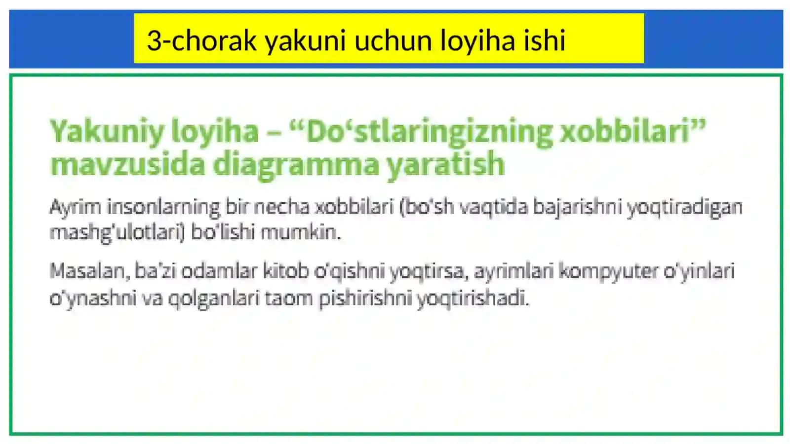 Diagrammalar bilan ishlashni boshlash. Axborotni guruhlash 2