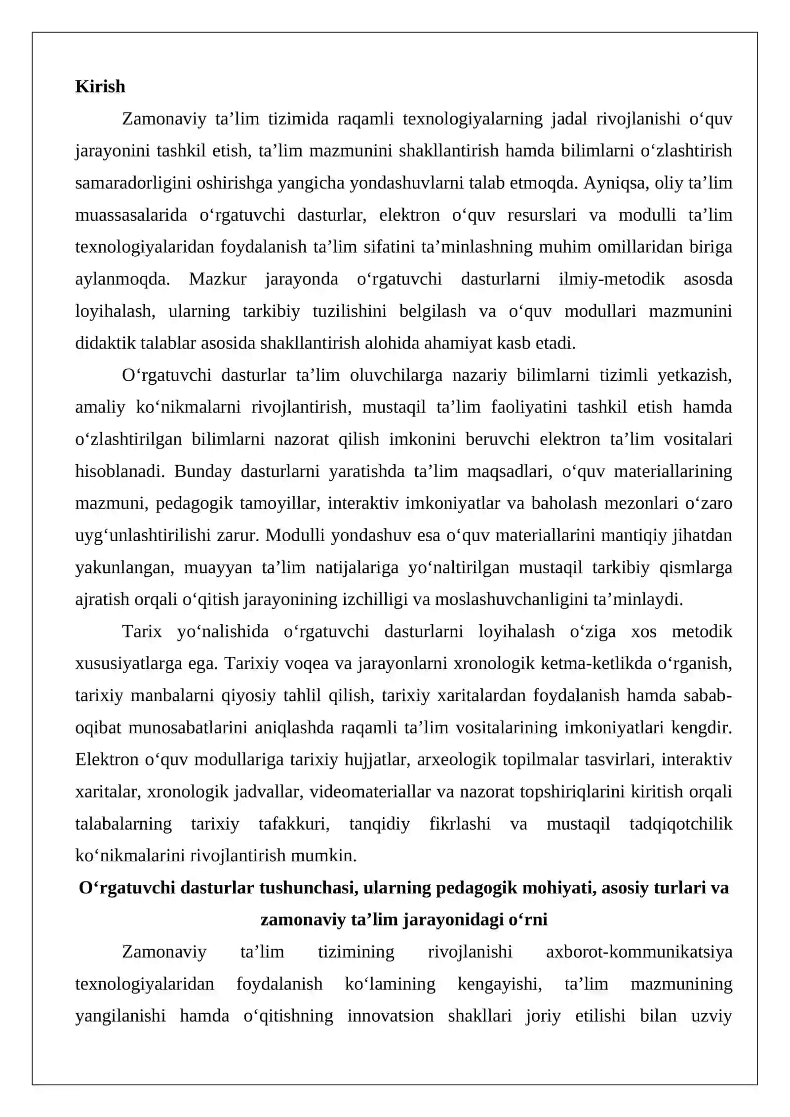 O‘rgatuvchi dasturlarni loyihalash metodikasi. modullarning tuzilishi va mazmuni 2