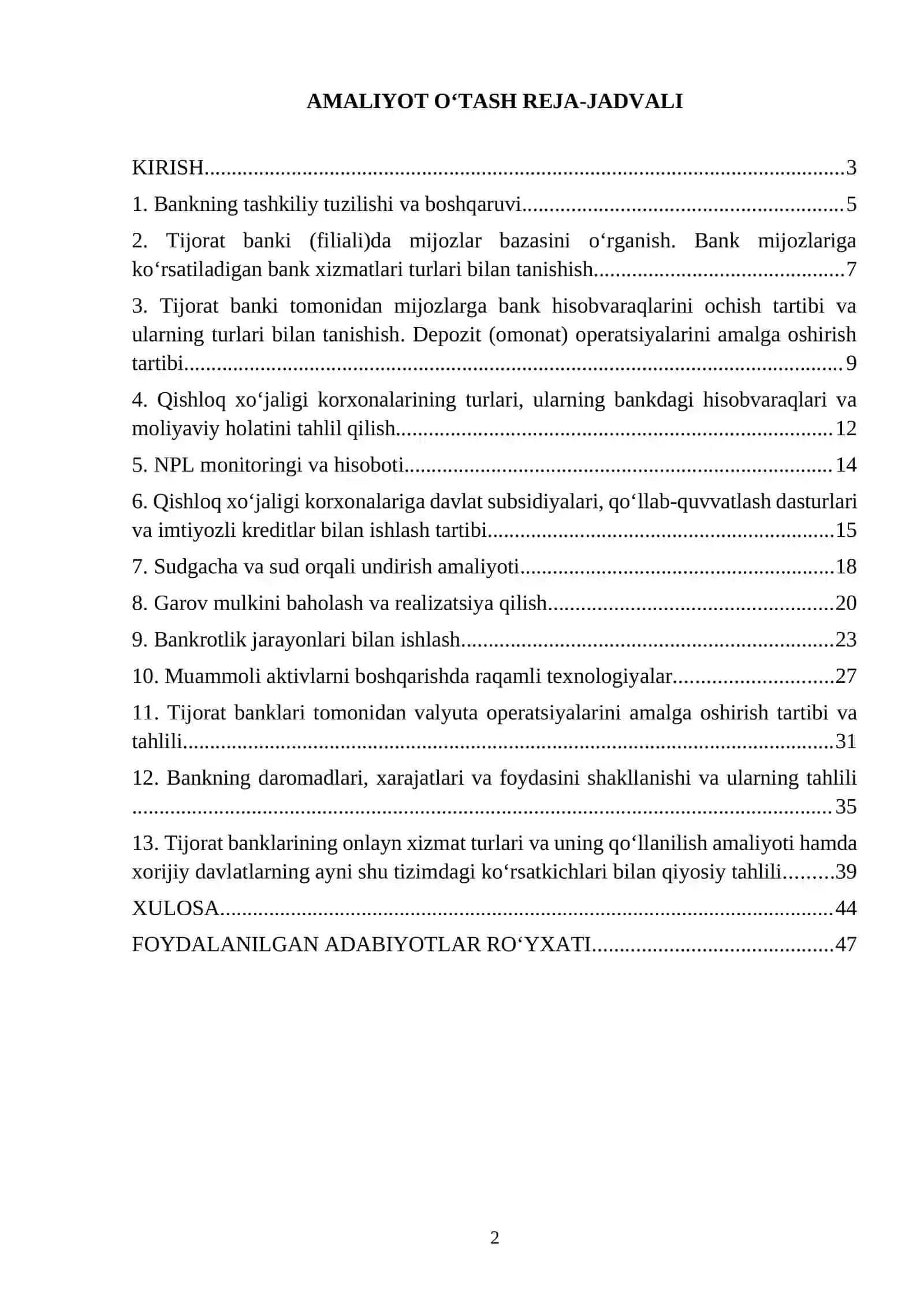 AMALIYOTI HISOBOTI. Agrobank ATB Boyovut filiali 2