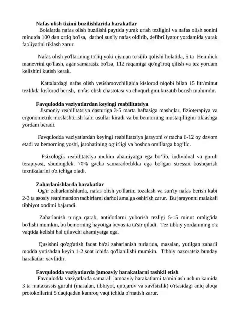 Favqulodda vaziyatlarda xodimlarning chora tadbirlari 2