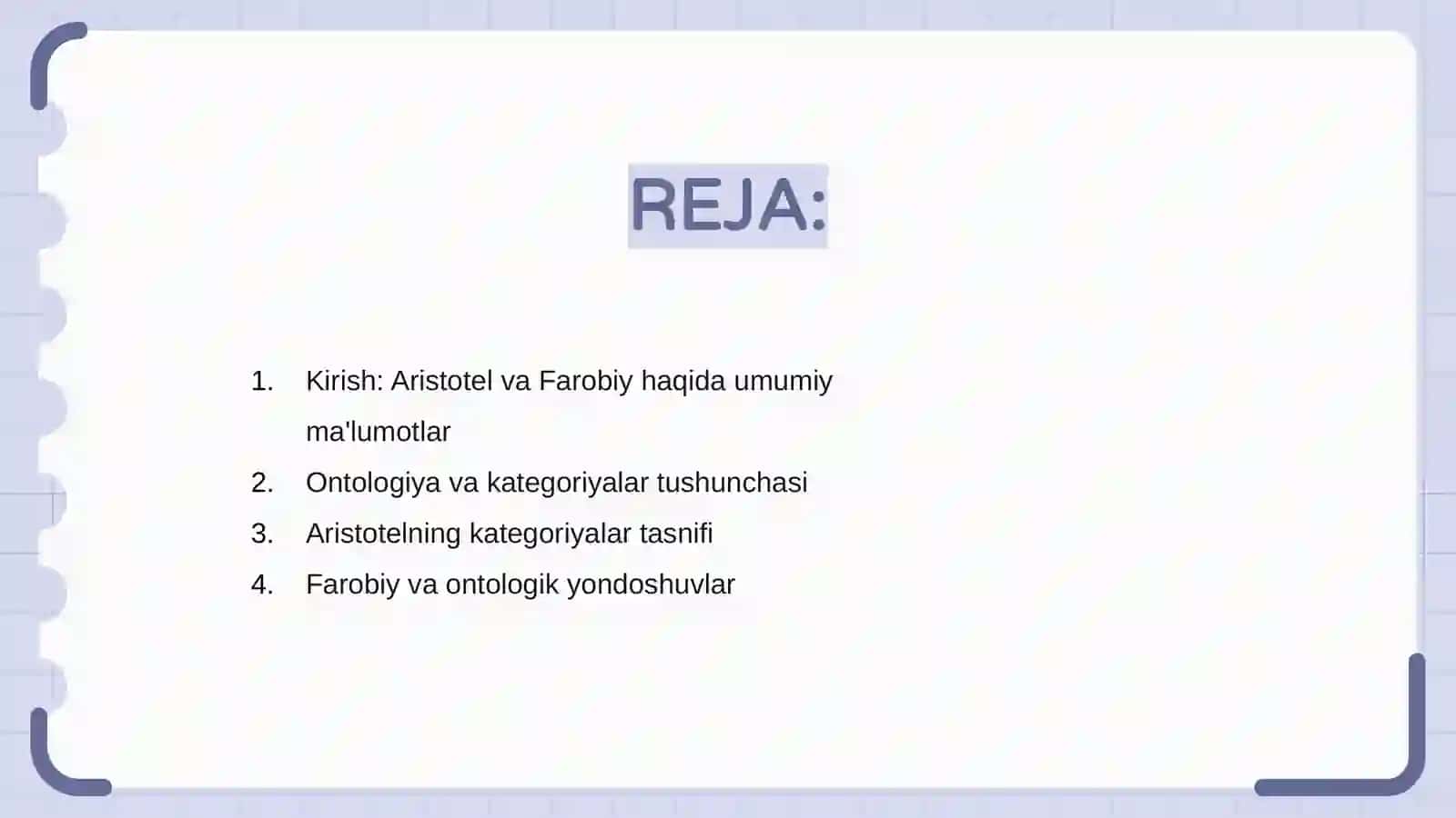 Aristotel,Farobiy va ontologiyasida kategoriyalarning tasnifi 2