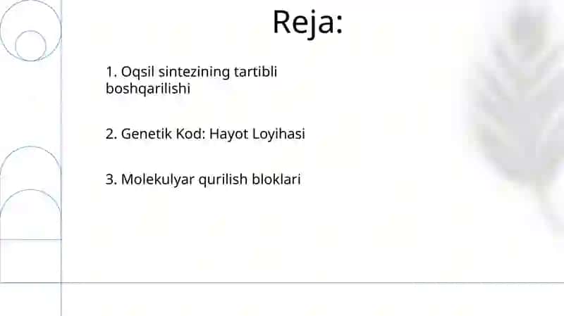 Oqsil sintezining tartibli boshqarilishi 2