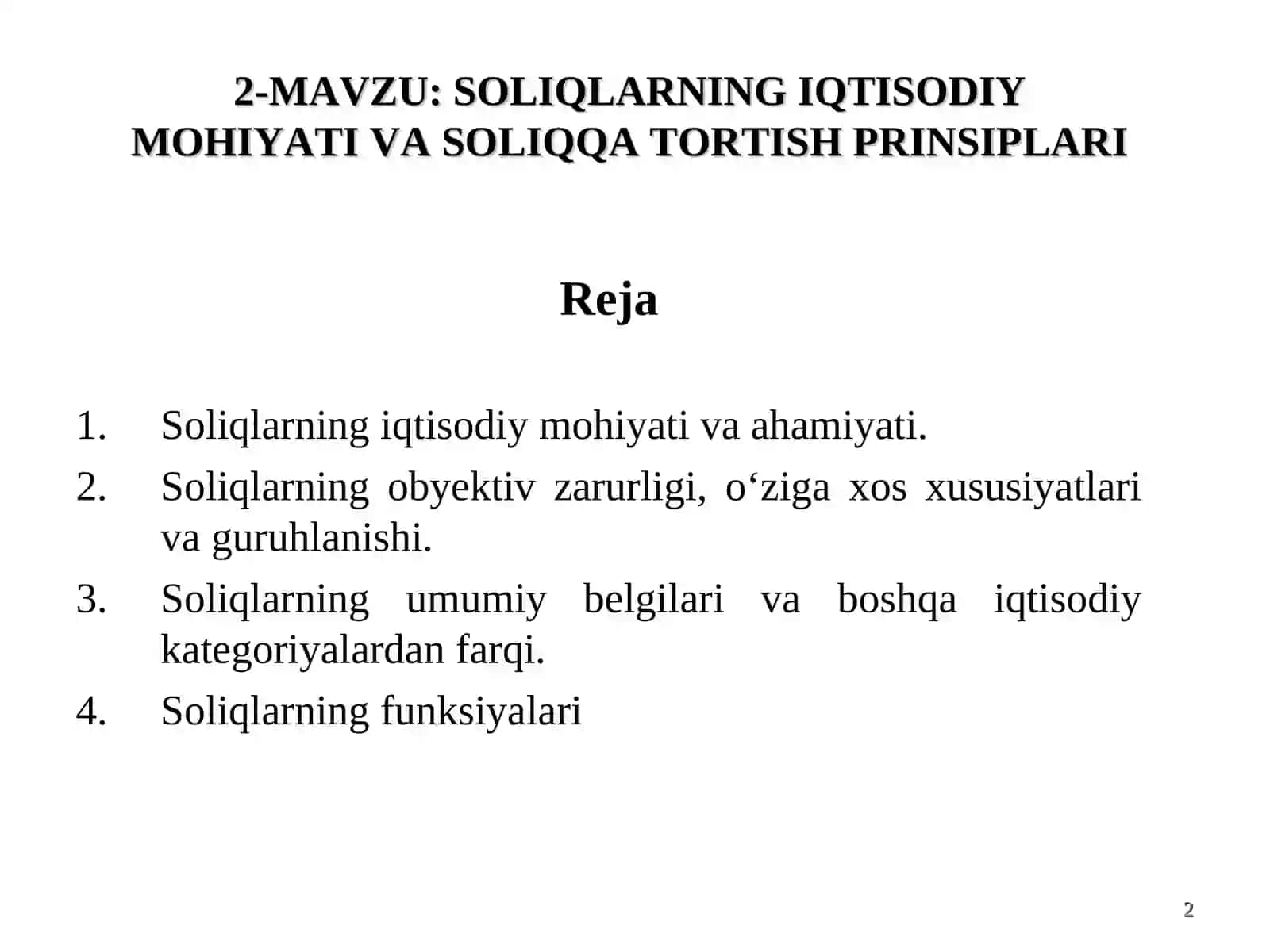 SOLIQLARNING IQTISODIY MOHIYATI VA SOLIQQA TORTISH PRINSIPLARI 2