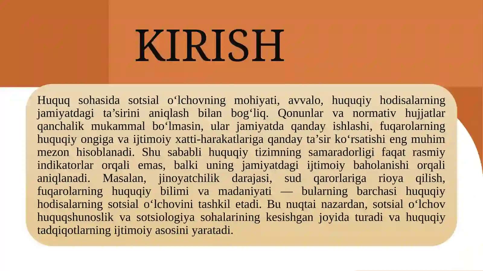 HUQUQ SOHASIDA SOTSIAL O‘LCHOV DARAJALARI VA USULLARI 2