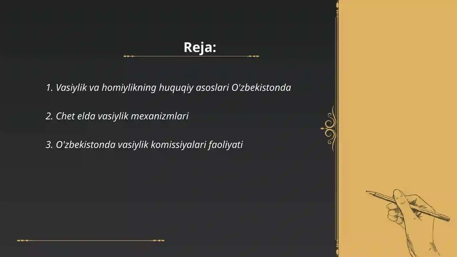 Vasiylik va homiylikning huquqiy asoslari O'zbekistonda 2