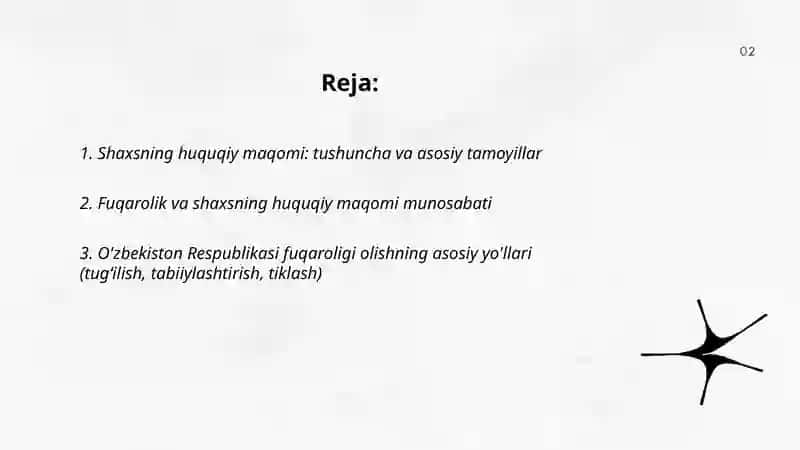 Shaxsning Huquqiy Maqomi va O'zbekiston Respublikasi Fuqaroligi 2