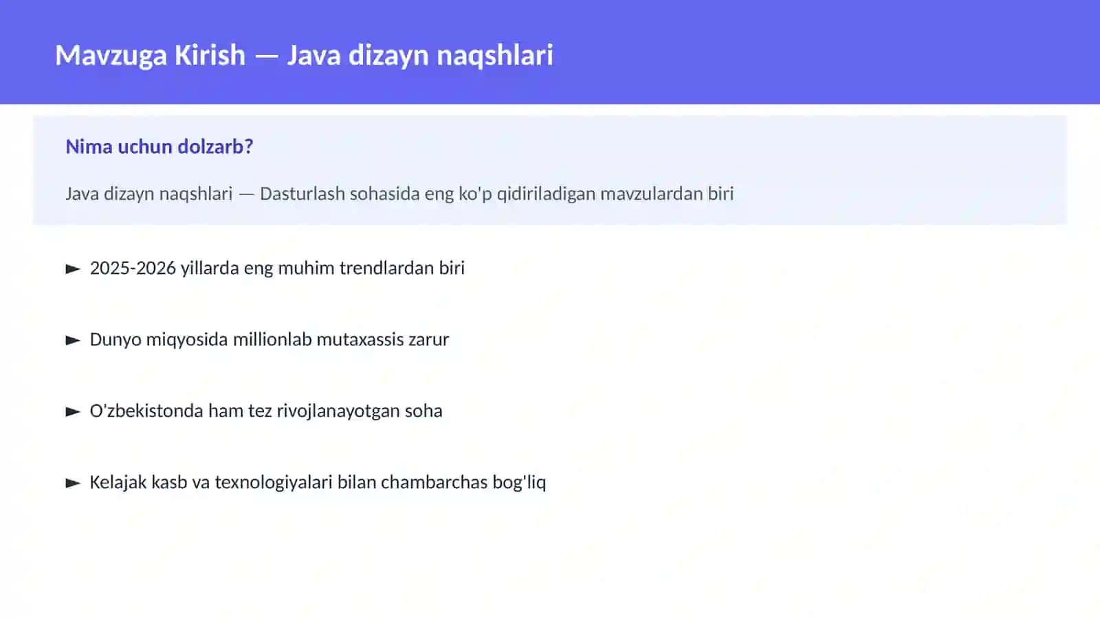 Java dizayn naqshlari 2