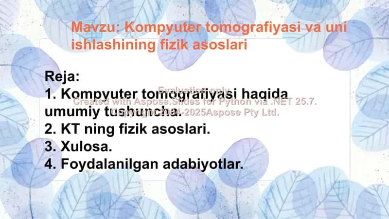 Kompyuter tomografiyasi va uni ishlashining fizik asoslari 2