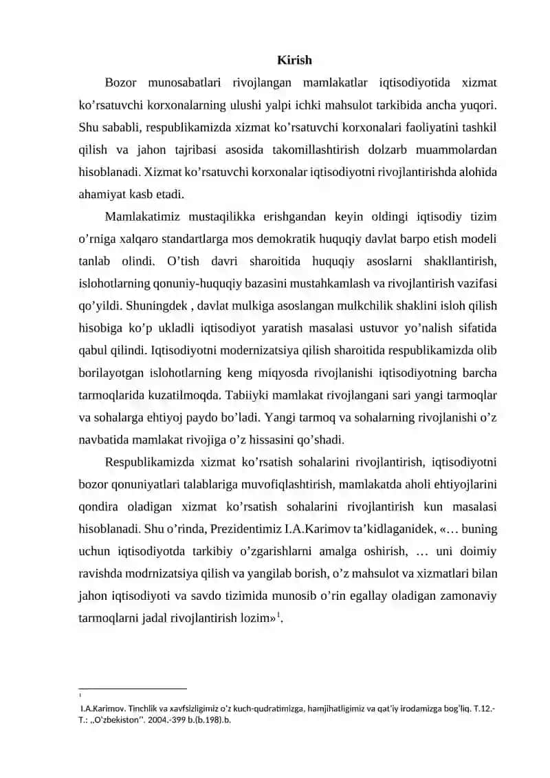 Xizmat Ko'rsatuvchi Korxonalar va Ulushlararasilashuv 2