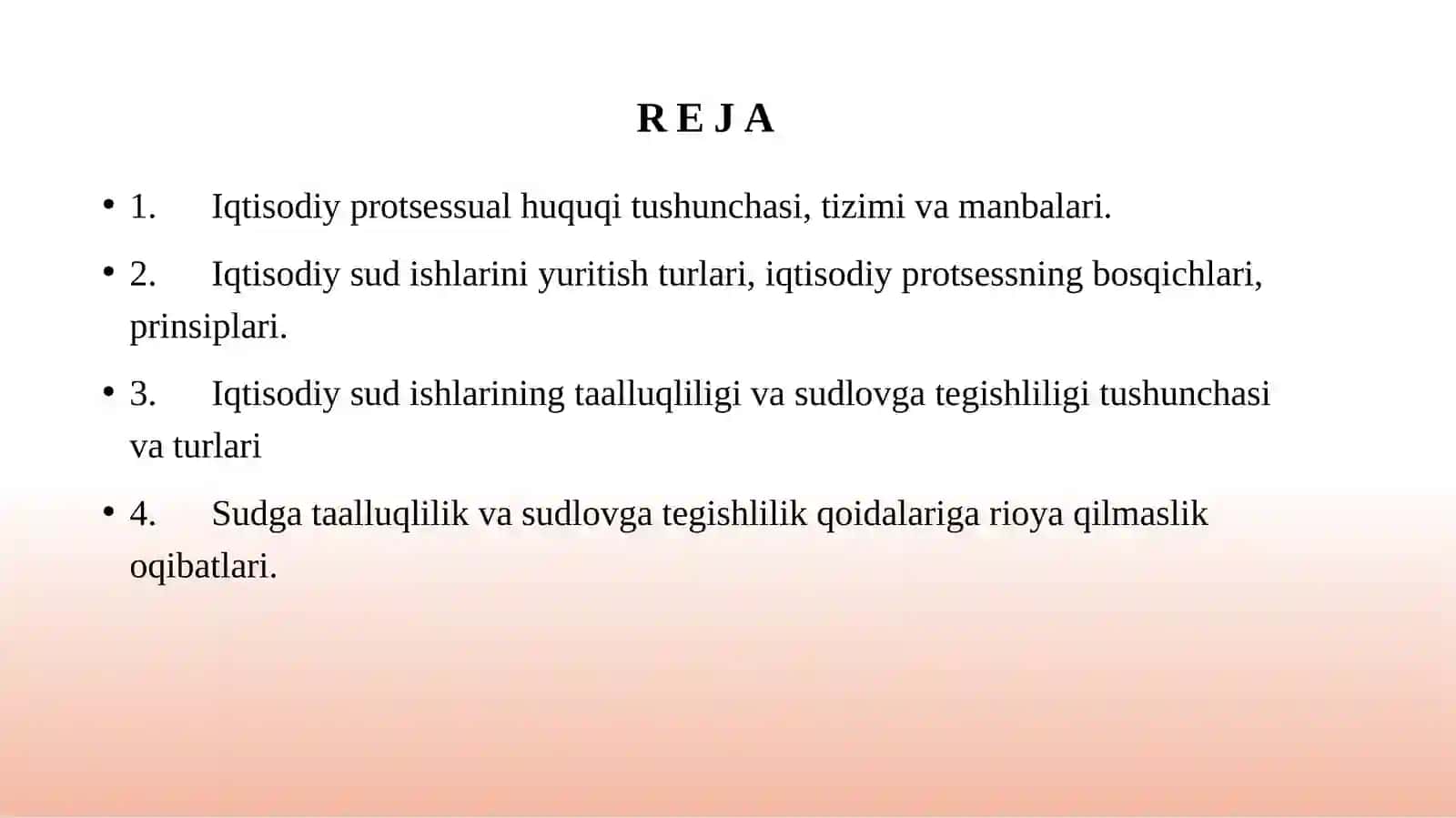 Iqtisodiy protsessual huquqiga kirish.  Iqtisodiy ishlarning sudga taalluqliligi va sudlovga tegishliligi 2