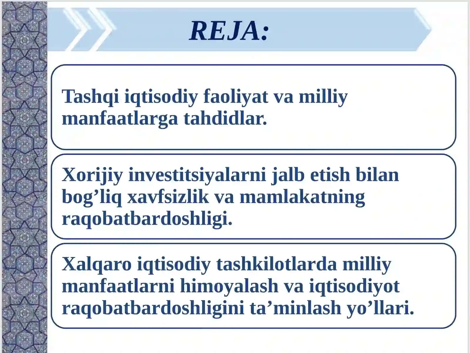 TASHQI IQTISODIY XAVFSIZLIK VA MAMLAKAT RAQOBATBARDOSHLIGINI TA’MINLASH 2