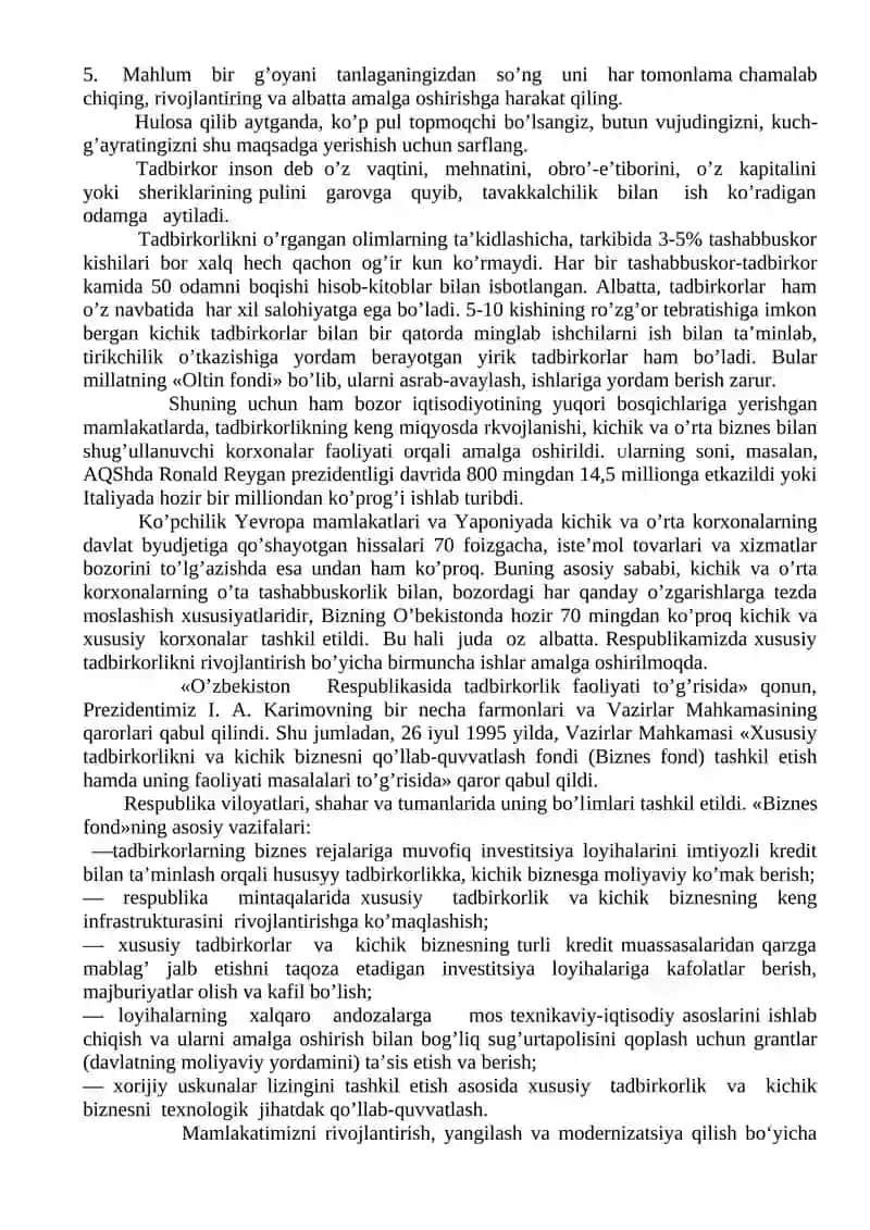 Tadbirkorlik va Biznes Asoslari 2