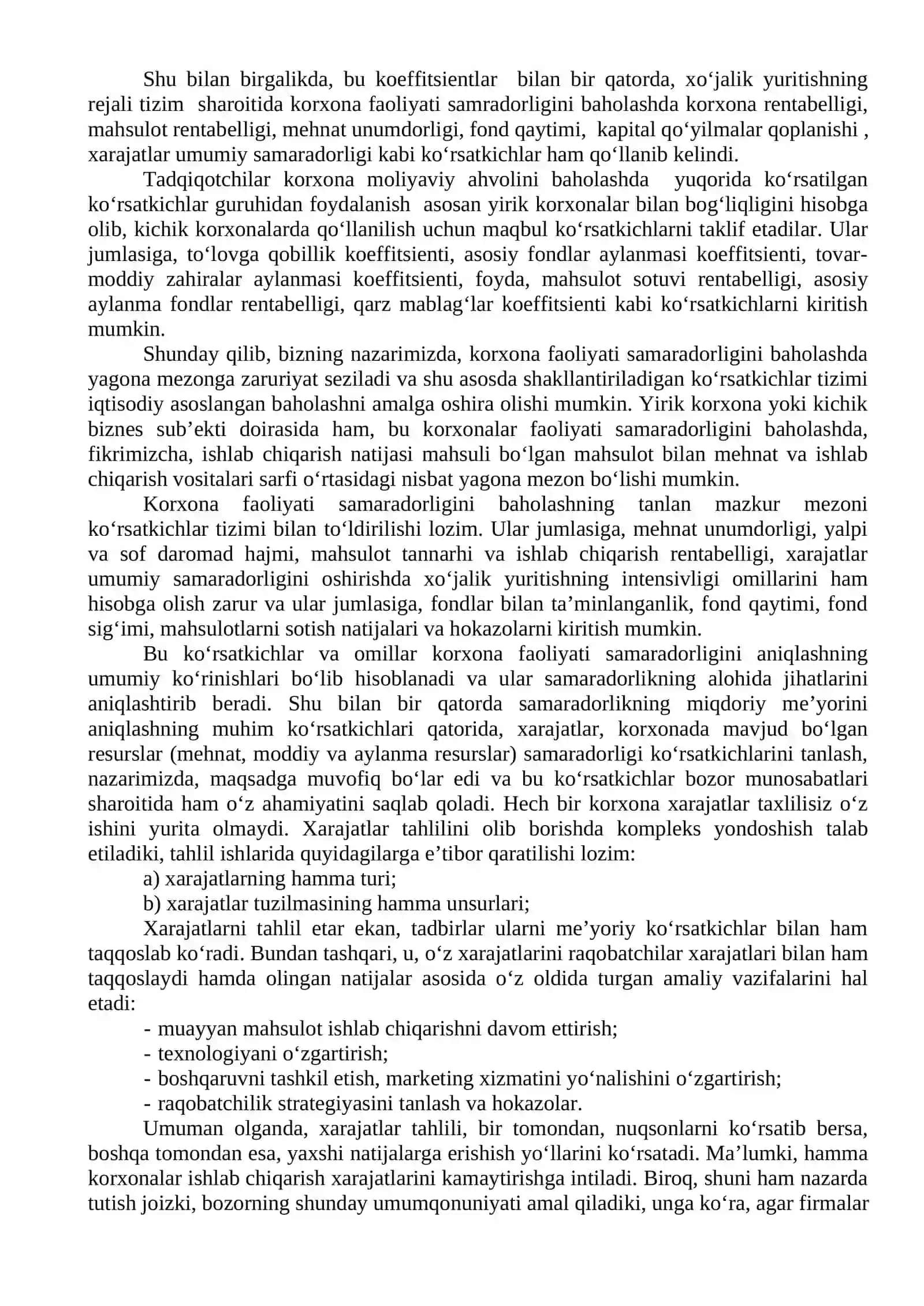 Kichik biznes va xususiy tadbirkorlik korxonalari faoliyati samaradorligini baholash uslubiyati 2