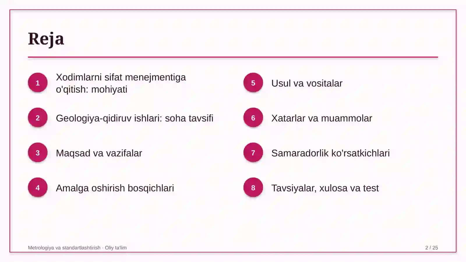 geologiya qidiruv ishlarida xodimlarni sifat menejmenti bo'yicha o'qitish 7726 2