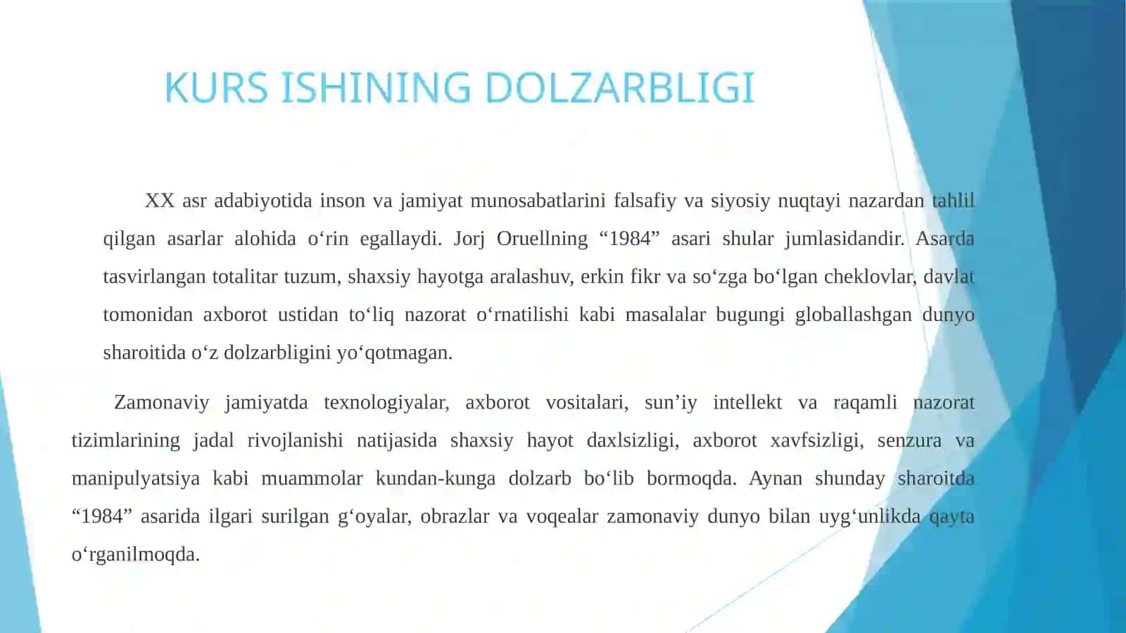 Jorj Oruellning “1894” asaridagi g‘oyalarning bugungi kun uchun ahamiyati 2
