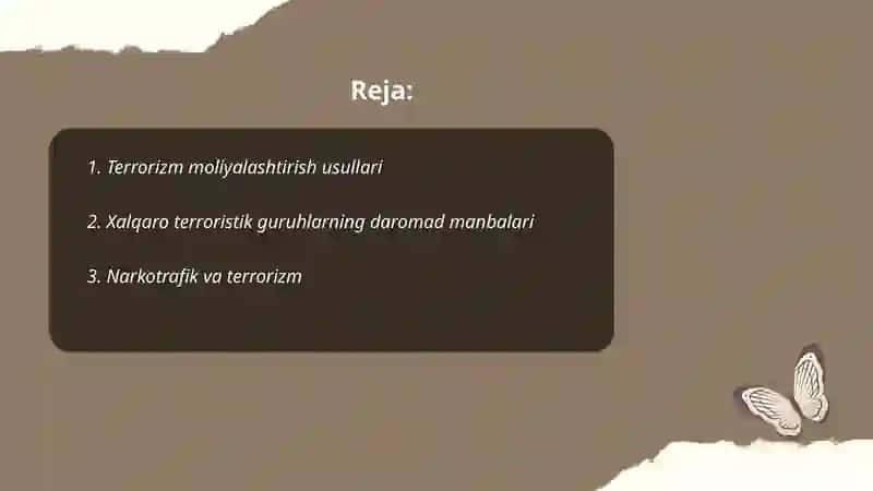 Xalqaro terrorizmning moliyaviy va iqtisodiy manbalari 2